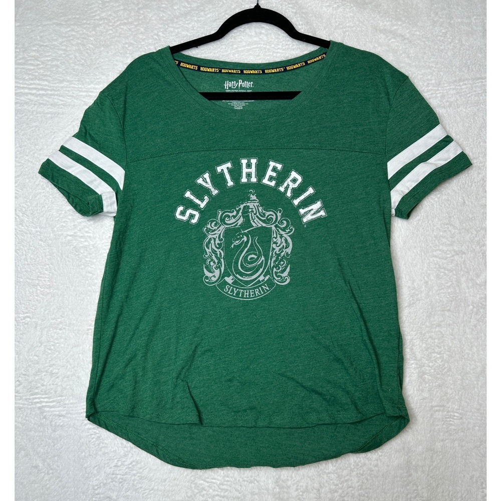 Harry Potter Slytherin Shirt Womens M Green Graphic Varsity Tee